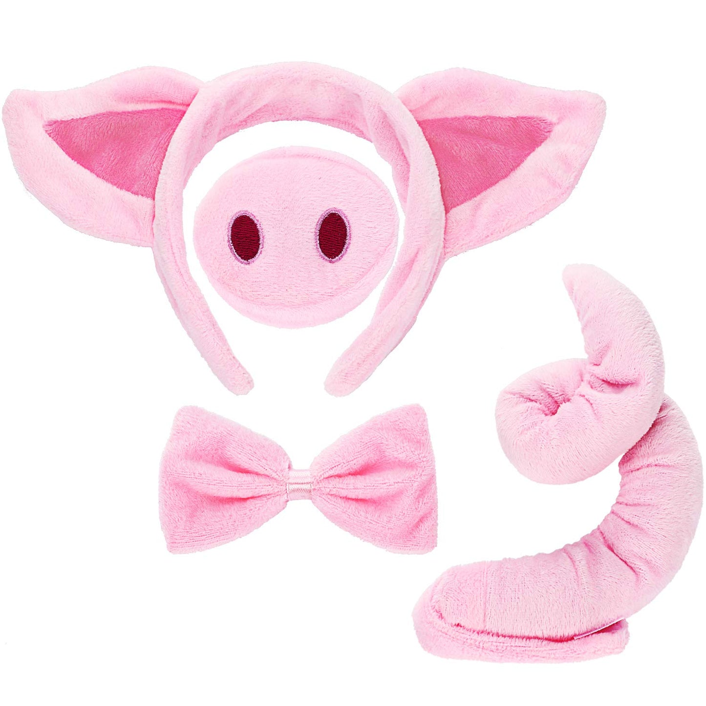 Norme Pig Costume Set - Ears  Nose  Tail  and Bow Tie Pink Fancy Dress Kit Accessories for Kids Halloween Party  Mardi Gras  Carnival Dress up Play