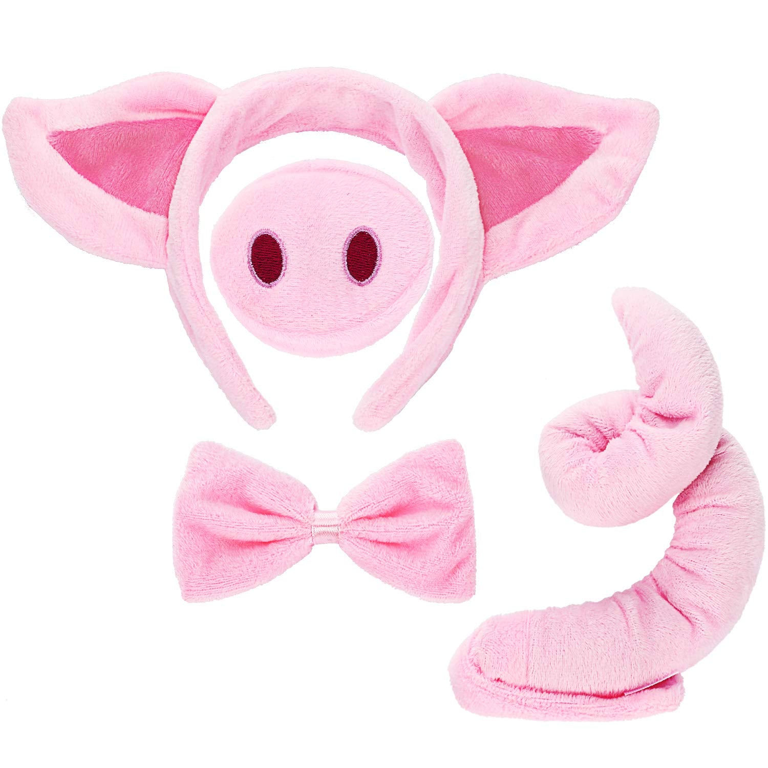 Norme Pig Costume Set - Ears  Nose  Tail  and Bow Tie Pink Fancy Dress Kit Accessories for Kids Halloween Party  Mardi Gras  Carnival Dress up Play
