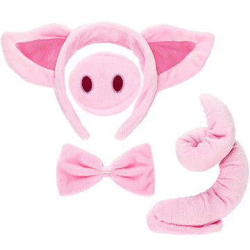 Norme Pig Costume Set - Ears  Nose  Tail  and Bow Tie Pink Fancy Dress Kit Accessories for Kids Halloween Party  Mardi Gras  Carnival Dress up Play