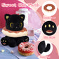 Hagusahuo Black Cat Plush Toy, 8" Cute Stuffed Animal, Polyester, Chocolate Black, Kawaii Gift for Kids & Adults