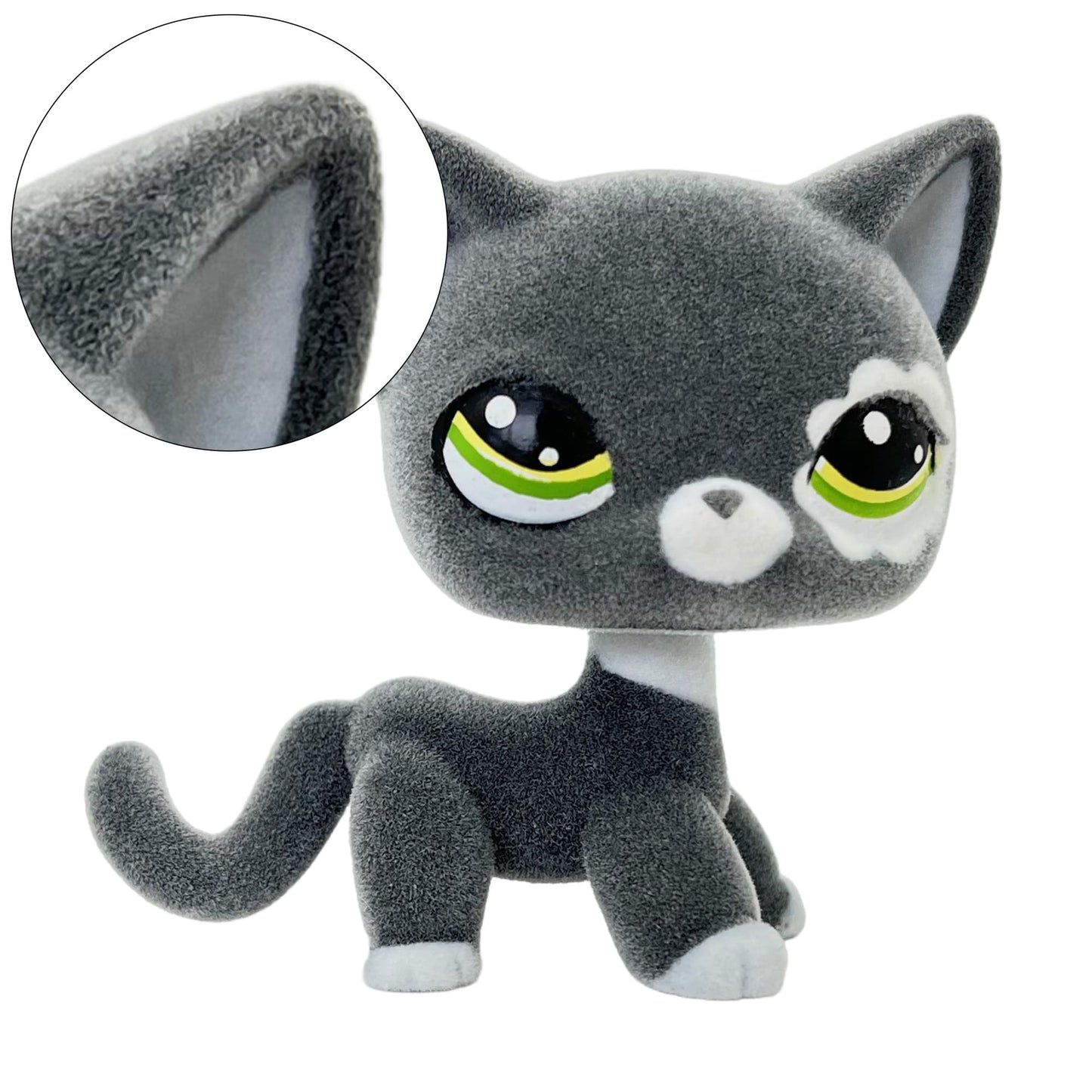 Lpscb Custom-Made Flocked Pet Shop Toy Fuzzy Animal Figure Short Hair Cat Dog Collie Dachshund Great Dane Cocker Spaniel (Black