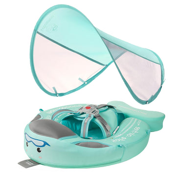 Mambobaby Float Baby Float with Canopy Non Inflatable Baby Pool Float Upgraded Tail Infant Swim Trainer Water Float for Toddler 