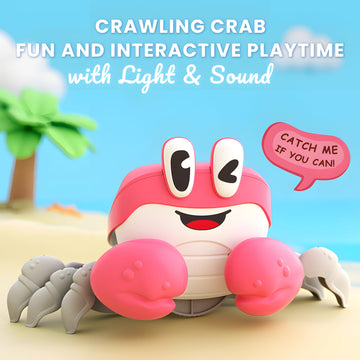 Bekilole Crawling Crab Baby Toys | Boys Gifts Interactive Fun For Tummy Time Moving Walking Running | Musical Toddler Boys Girls Birthday Gift Toys 0+ Months | Battery Not Included - Pink