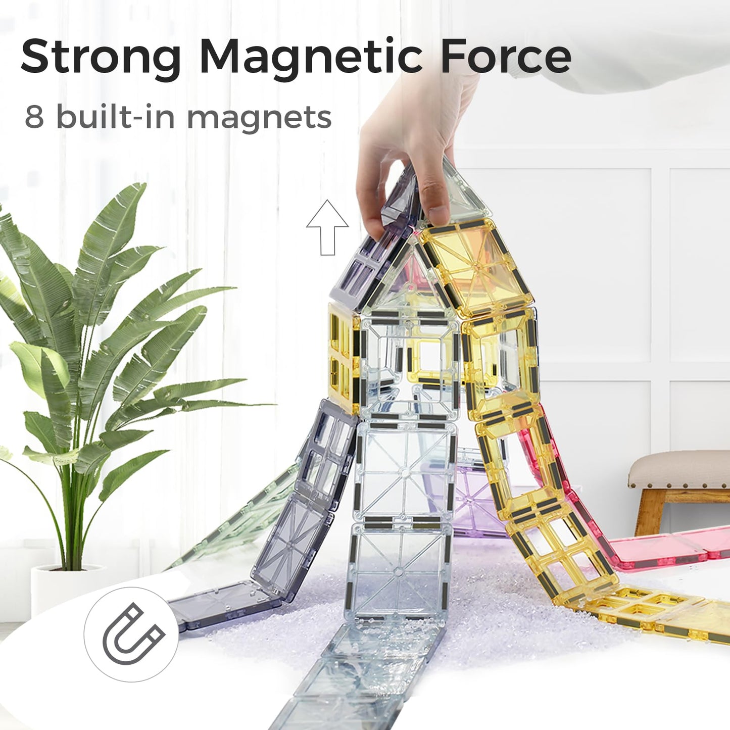 Neoformers Magnetic Tiles 40Pcs Magnet 3D Building Tiles Kids Toys For 3 4 5 6 7 8+ Years Old Boys Girls Magnet Toys Stem Educational Learning Magnetic Blocks Toy Set For Toddlers Child