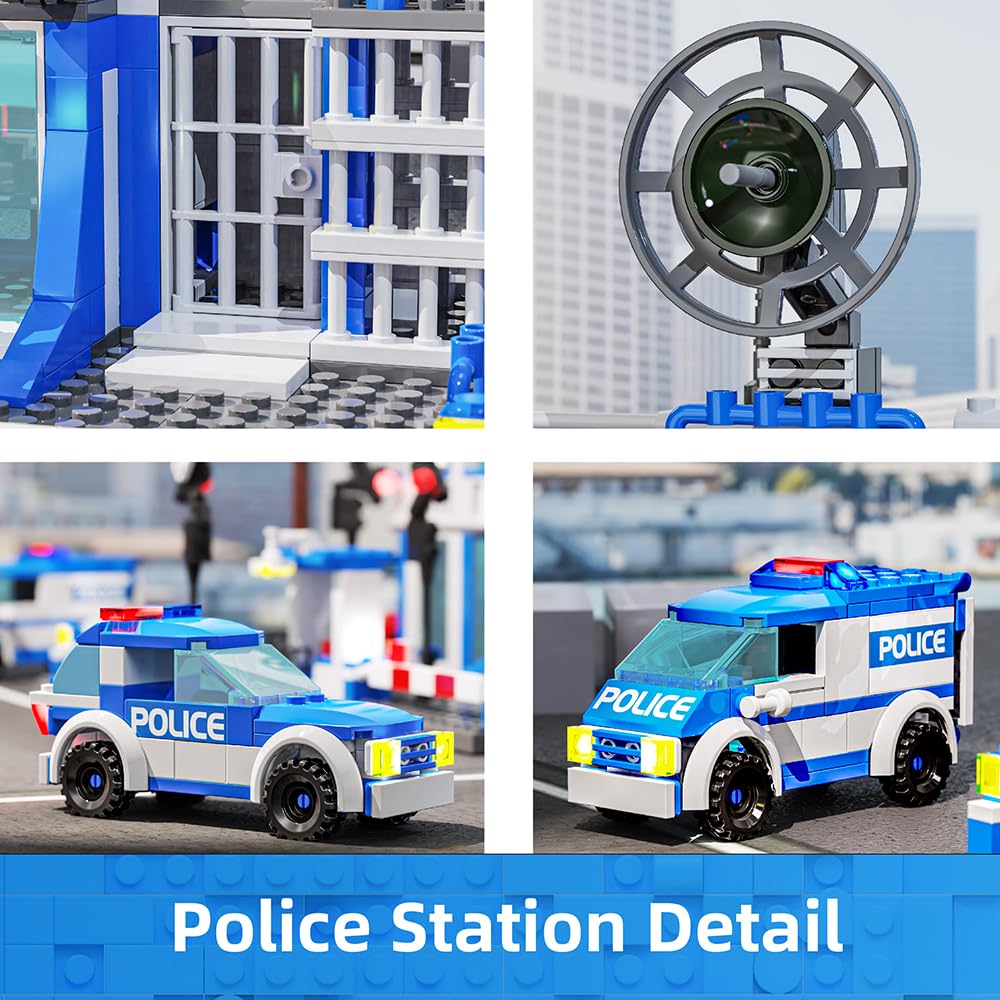 Mindbox City Police Station Building Sets, 570Pcs City Police Sets Toy Building Bricks Kit, Gift For Boys 6-12