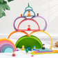 Merryheart Wooden Rainbow Stacker Set - Rainbow Stacking Toy Set With Rainbow Stacker, Semicircle, Building Board - Waldorf Wooden Open Ended Stacking Toys - Great For As Gift (Pastel Rainbow-3 Pack)