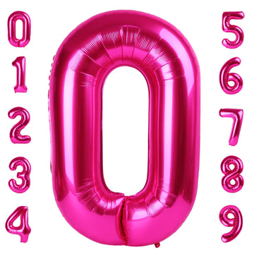 Hot Pink Balloon Number 0 Birthday Balloon 40 Inch, Large Giant Jumbo Mylar Foil Helium Balloon For 2025 10 20 30 40 50 60 70 80