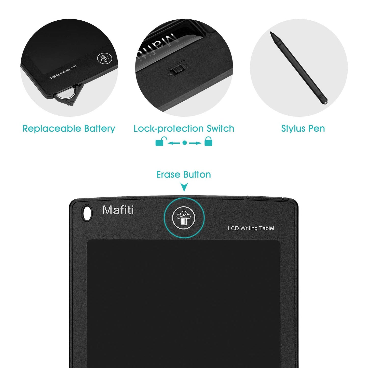 Mafiti Lcd Writing Tablet 8.5 Inch Electronic Writing Drawing Pad Portable Doodle Board Gifts For Kids Office Memo Home Whiteboa