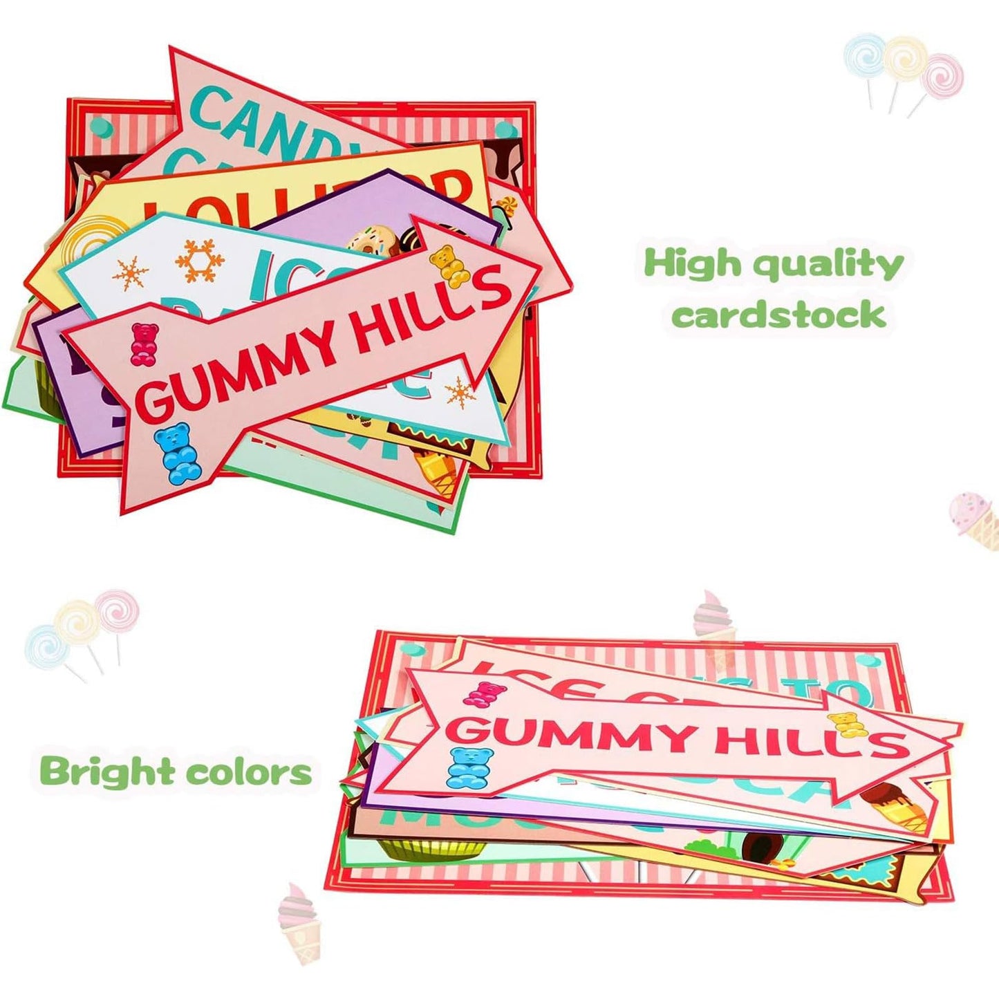 Gejoy 20 Pieces Candyland Party Decorations Candyland Trunk or Treat Car Decorations Kit Candy land Backdrop Signs for Halloween