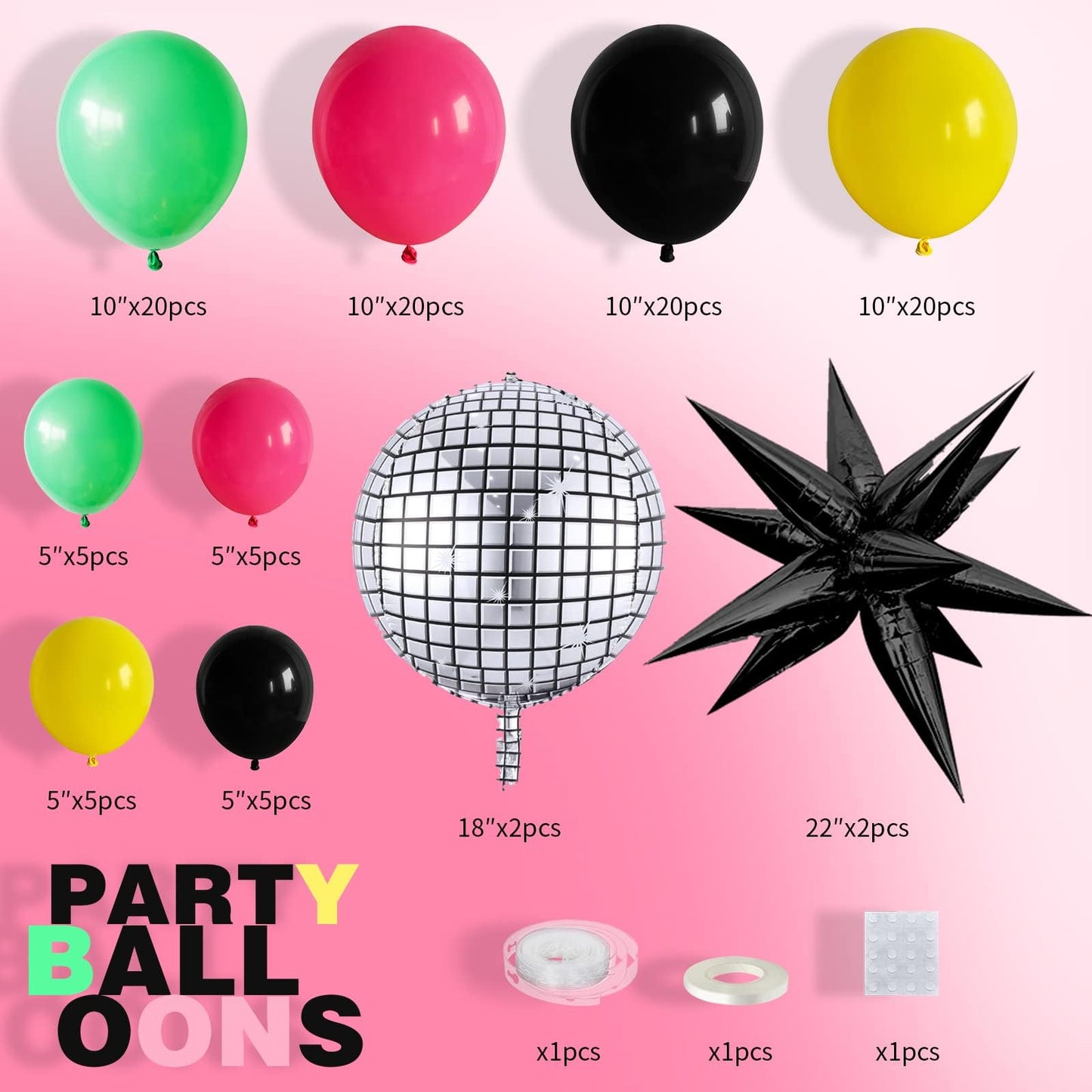 80S 90S Party Decorations, Disco Balloon Arch Kit 80S 90S Theme Party Decorations, 80S 90S Balloon Arch Include Rose Red Black Y