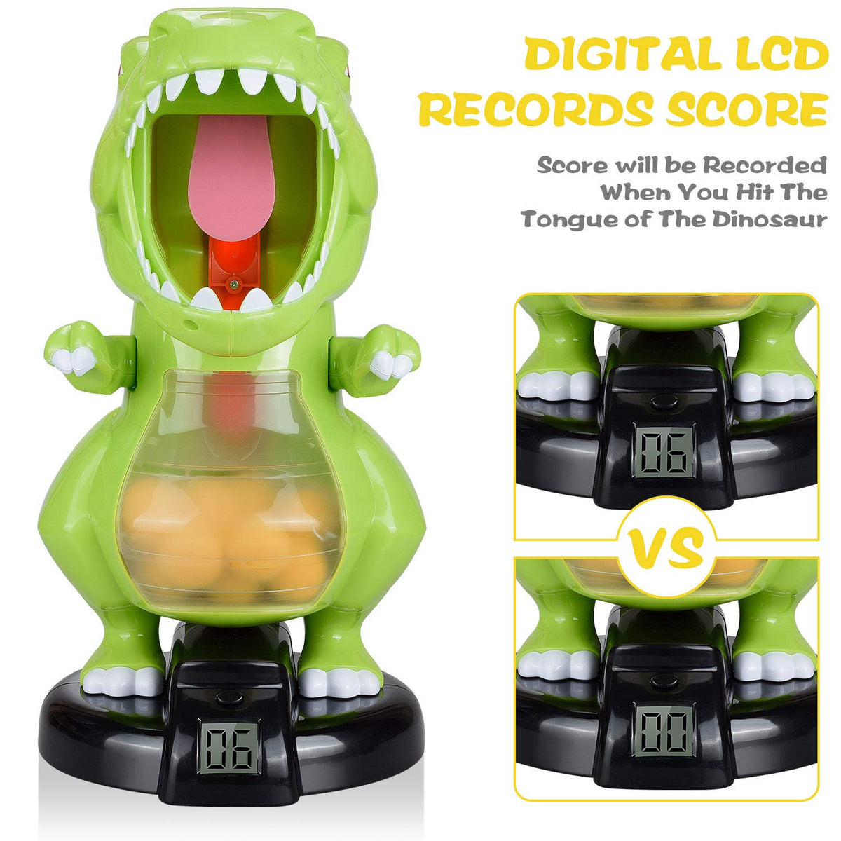 Dino Blast LCD Target Challenge for Kids Air Pump Shooting Game with 24 Foam Balls Ages 6+