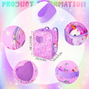 Wettarn 18 Inch Doll Carrier Set With Clothes And Accessories Including Doll Travel Bag, Doll Dress, Doll Shoes, Doll Sunglasses, Doll Backpack And Unicorn For Unicorn Birthday Gift(Purple)