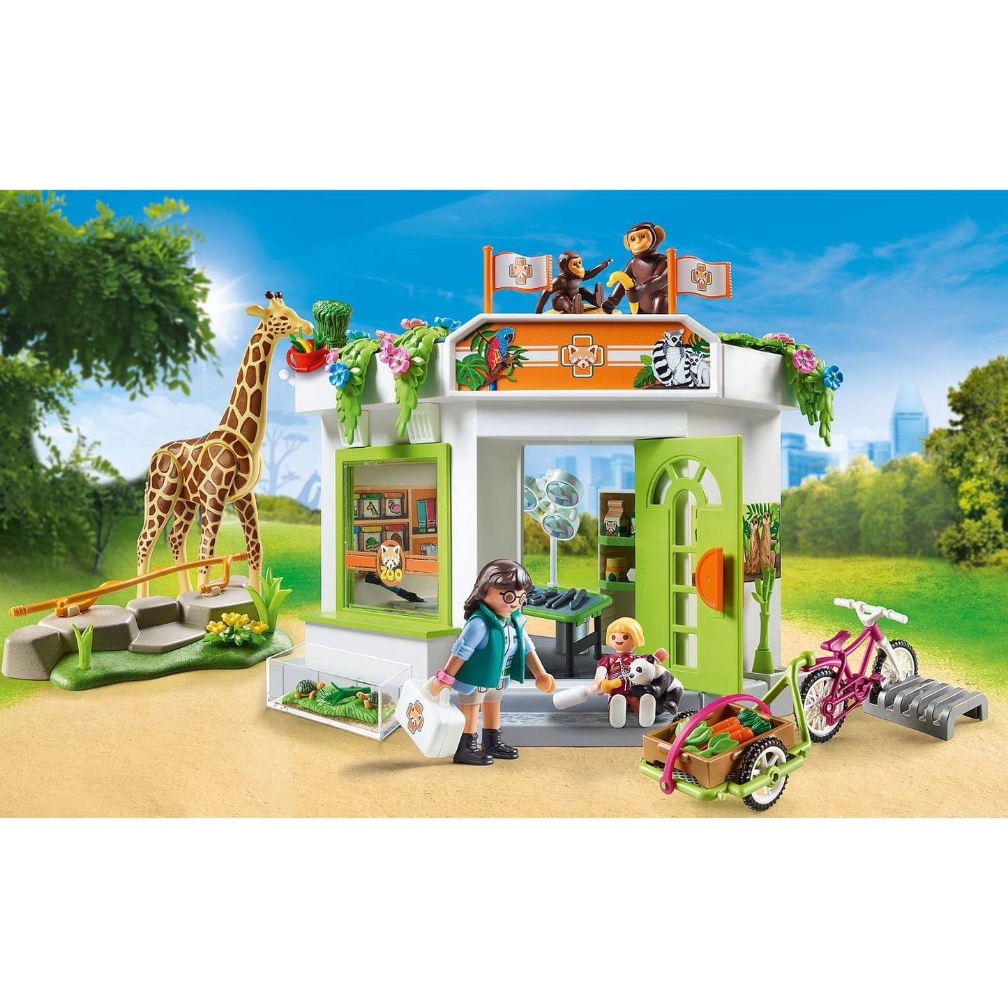 Playmobil Zoo Veterinary Practice - Plastic Animal Care Set, One Size, Brown/Green/White, Model 70900