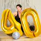 Large Gold 40 Balloon Number, 40Th Birthday Decorations, Foil Mylar Big Helium Numbers Balloons For Birthday Anniversary Decorat