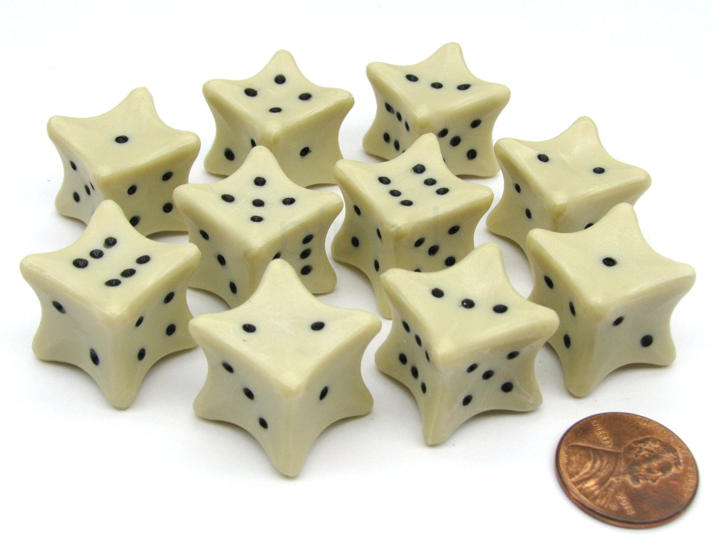 Pack of 10 D6 6-Sided 18mm Bone Dice - Roll Dem Bones RPG D&D Dice