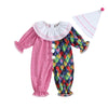 Aiwpstoin Toddler Baby Clown Costume Boy Girl Funny Halloween Outfit Contrast Color Long Sleeve Jumpsuit with Hat (Pink, 18-24 M