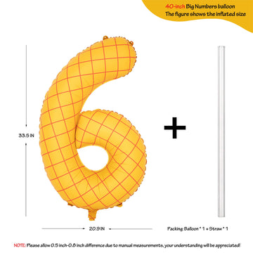 40 In Matte Yellow Number Balloons Helium Foil Mylar Balloon Birthday Party Banquet Decoration Digital 6