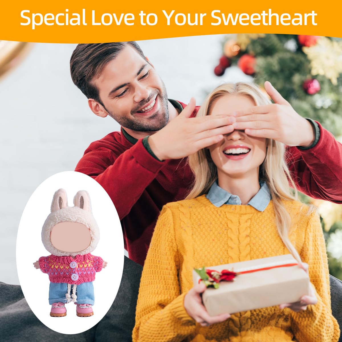 17cm Doll Clothes Set  enhanced Jeans & Knitted Sweater Outfit for 17cm 15cm Dolls  Cute Dress Up Fashion  No Doll Included (Rainbow  17cm/15cm)