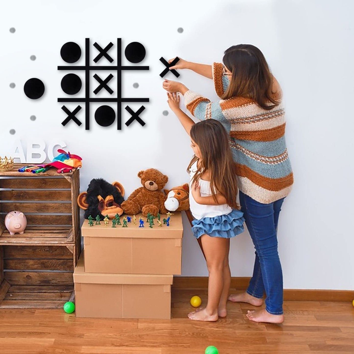 Magnetic Tic Tac Toe Wall-Mount Game, Game Room Decor,Kids&Adults Indoor Party Game,Modern Wall Decals For Kids Room,Playroom De