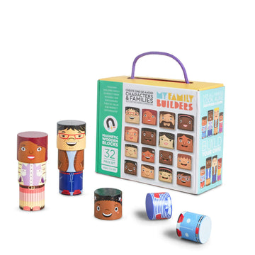 32-Piece Multiracial Magnetic Family Play Set – Wooden Diversity Building Blocks For Kids – Sel Toy Promoting Inclusion & Creative Learning