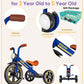 KRIDDO Kids 12 Inch Tricycle With Puncture Free Wheels, Front Light, Adjustable Seat - Gift for 2-5 Year Olds, Blue