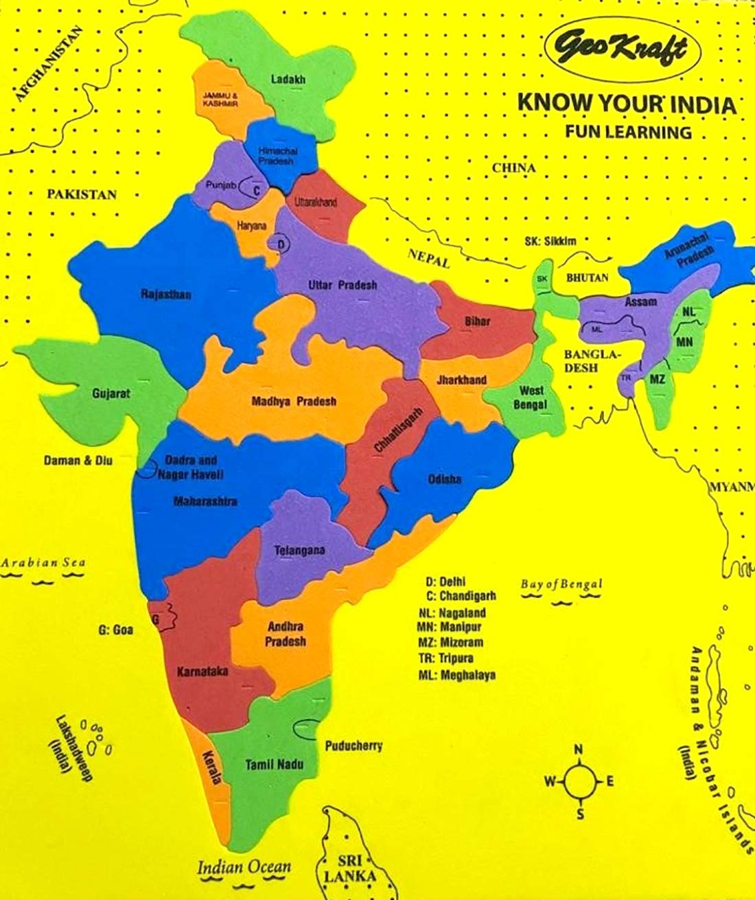 Geokraft India Map States Of India Activity Puzzle Stem Toy  Educational Learning Aid For Kids 4 Years And Above
