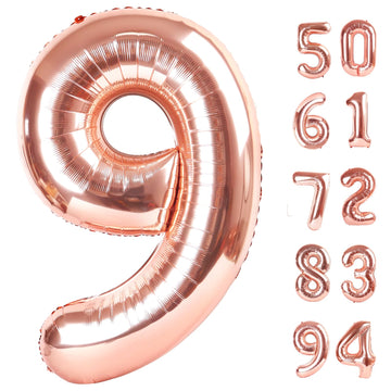 Rose Gold 9 Balloon, Number Balloons 40 Inch, 9Th Giant Birthday Decorations For Boys Girls,19Th 29Th Party Decorations Supplies