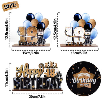 Lingteer Happy 18Th Birthday Gold Acrylic Table Topper Centerpieces Set - Cheers To Eighteen Years Old Birthday 18Th Bday Party Gift Decorations.