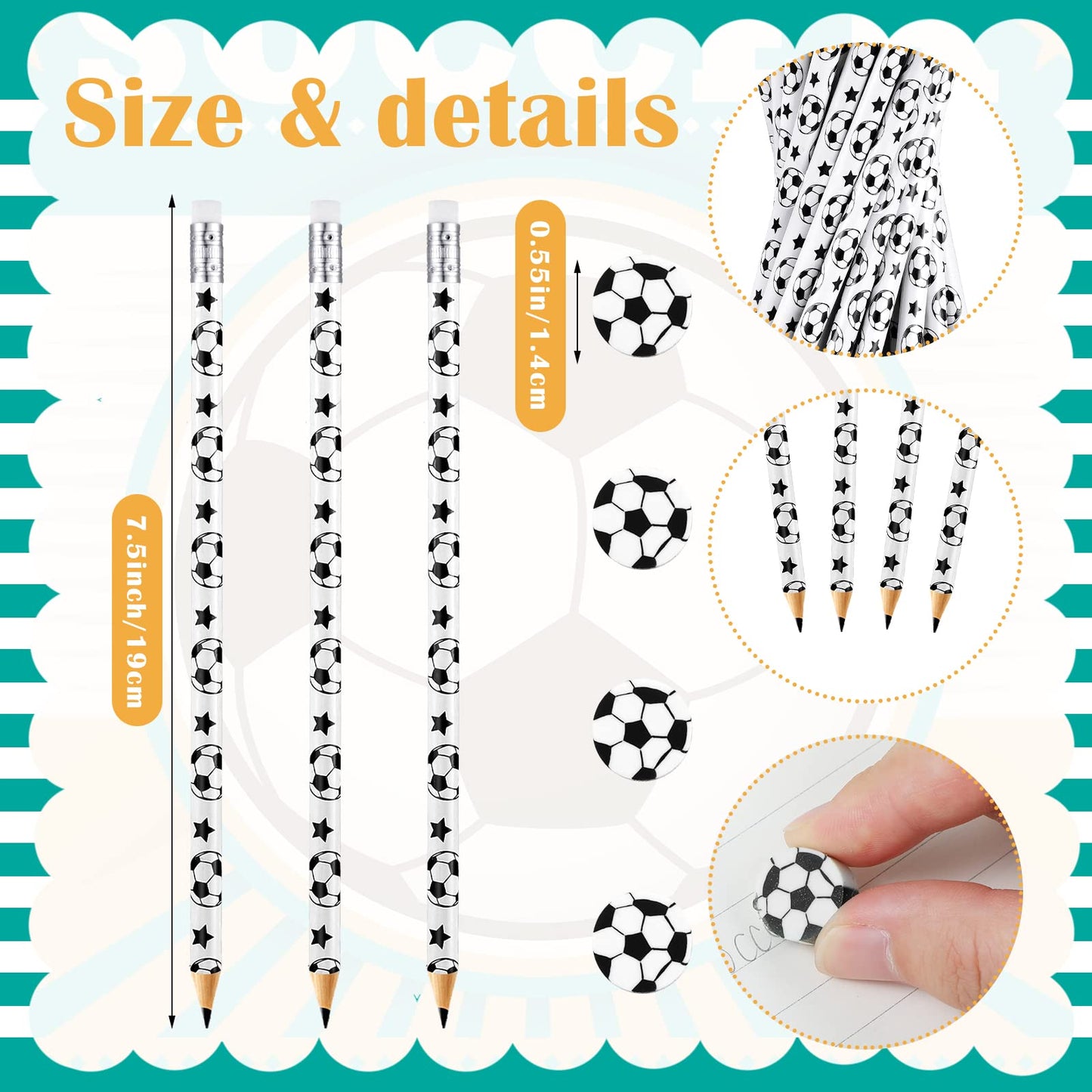 Tinlade 36 Pcs Sports Pencils For Kids Fun Wooden Pencils Boys Pencils For Kids Sports Themed Birthday Party Favors School Office Supplies(Soccer)