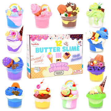 Toysbutty Butter Slime Kit For Girls, 12 Color Soft Scented Slime Ice Cream Making Set With 21 Slime Accessories In Gift Box, In