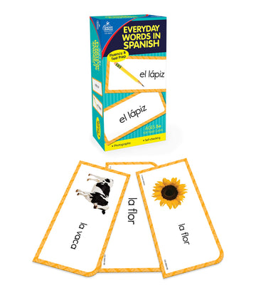 Carson Dellosa 104 Spanish Flash Cards For Kids, Spanish Vocabulary Flash Cards For Beginners, Picture Flash Cards For Toddlers, Learning Spanish Game For Beginners