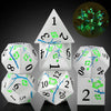 Glow in The Dark Metal Dice, DNDND 7 PCS Green Metallic D&D Dice Set with Grogeous Gift Case for Dungeons and Dragon Tabletop Ga
