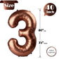 Dark Brown 3 Balloon, Coffee Brown Number Balloons 40 Inch, Chocolate Brown 3Rd Birthday Decorations For Kids Girls Boys, Men Wo