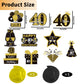 40Th Glitter Black Gold Birthday Banner Party Decorations, Happy 40Th Birthday Decorations Hanging Swirls Banner Honeycomb Centerpieces For Men Women Happy 40 Years Old Bday Party