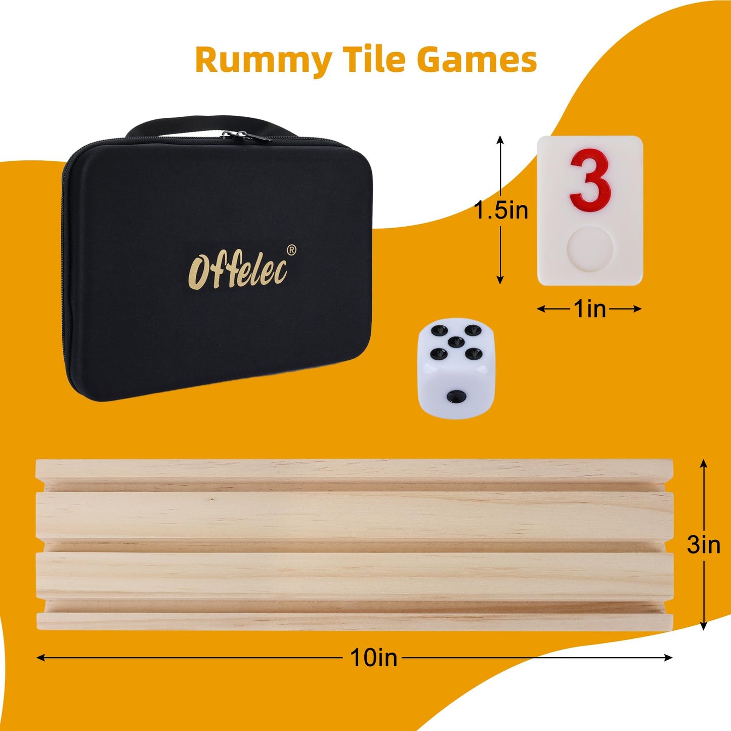Offelec Large Numbers Rummy Tiles Game, Classic Rummy Cube Games, Great Gift For Kids Adults And Family Funny Party Games, 106 T