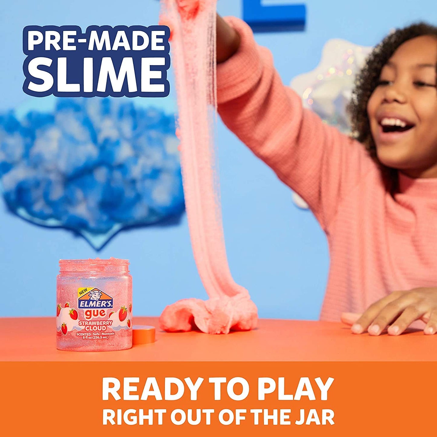 Elmer's GUE Premade Slime Pack of 2, Strawberry Cloud Scented, Model 2110576, Adhesive Material