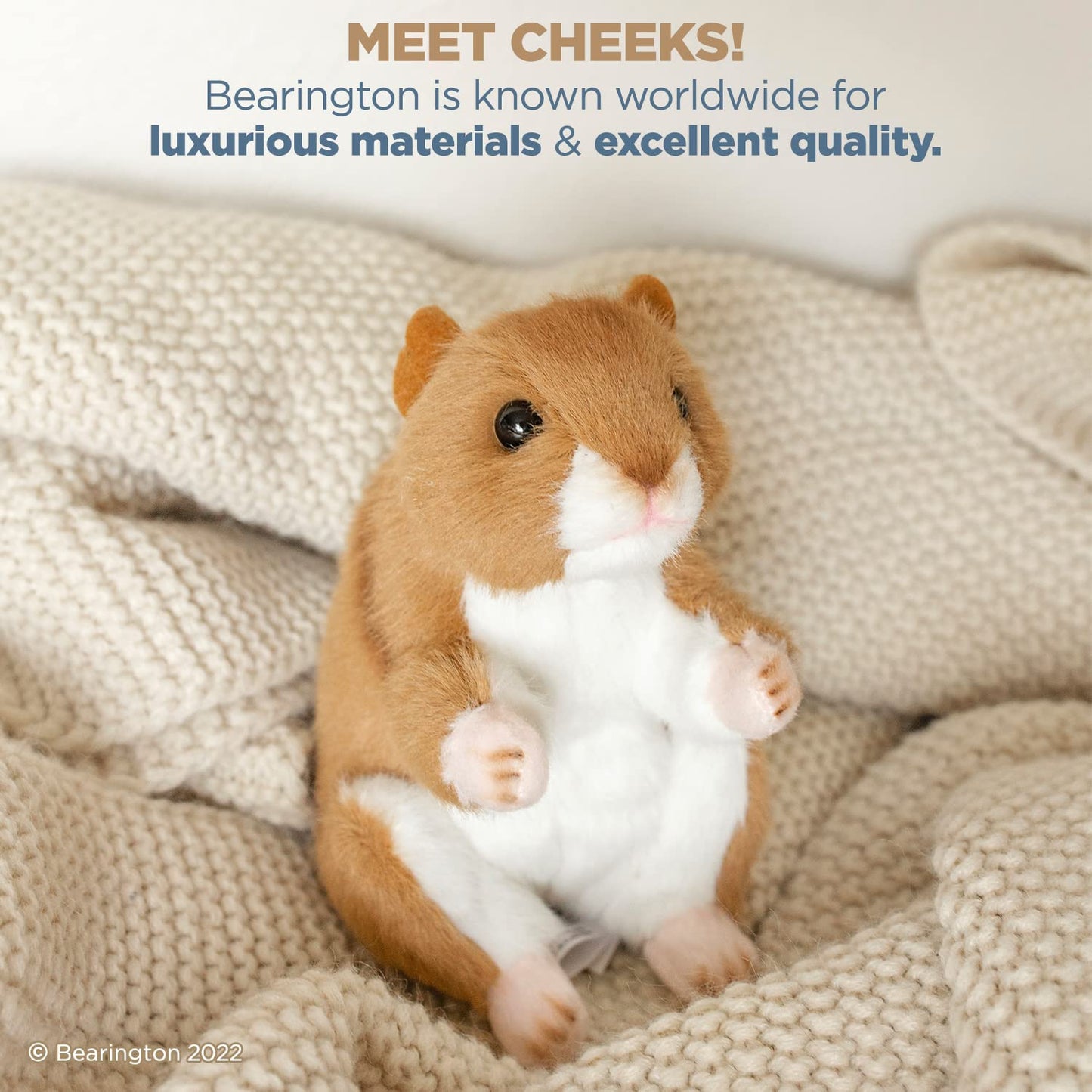 Bearington Collection 6" Plush Hamster Toy - Realistic Soft Fur, Machine Washable, Cuddly Gift for Kids and Animal Lovers