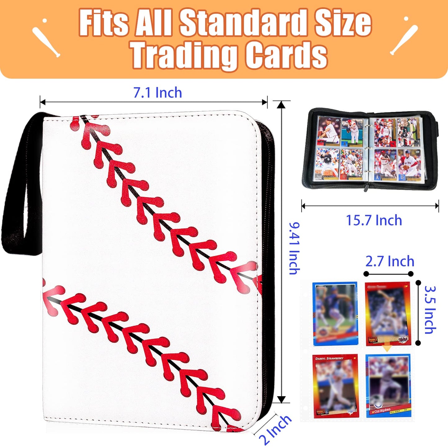 Card Binder 400 Pockets, Trading Card Binder With Sleeves, Baseball Card Binder, Trading Card Albums Sports Card Binder Collecti