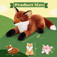 BENINY Fox Stuffed Animal Set - Large 22" Mommy Red Fox with 3 Baby Foxes - Plush Toy for Kids - Brown Polyester