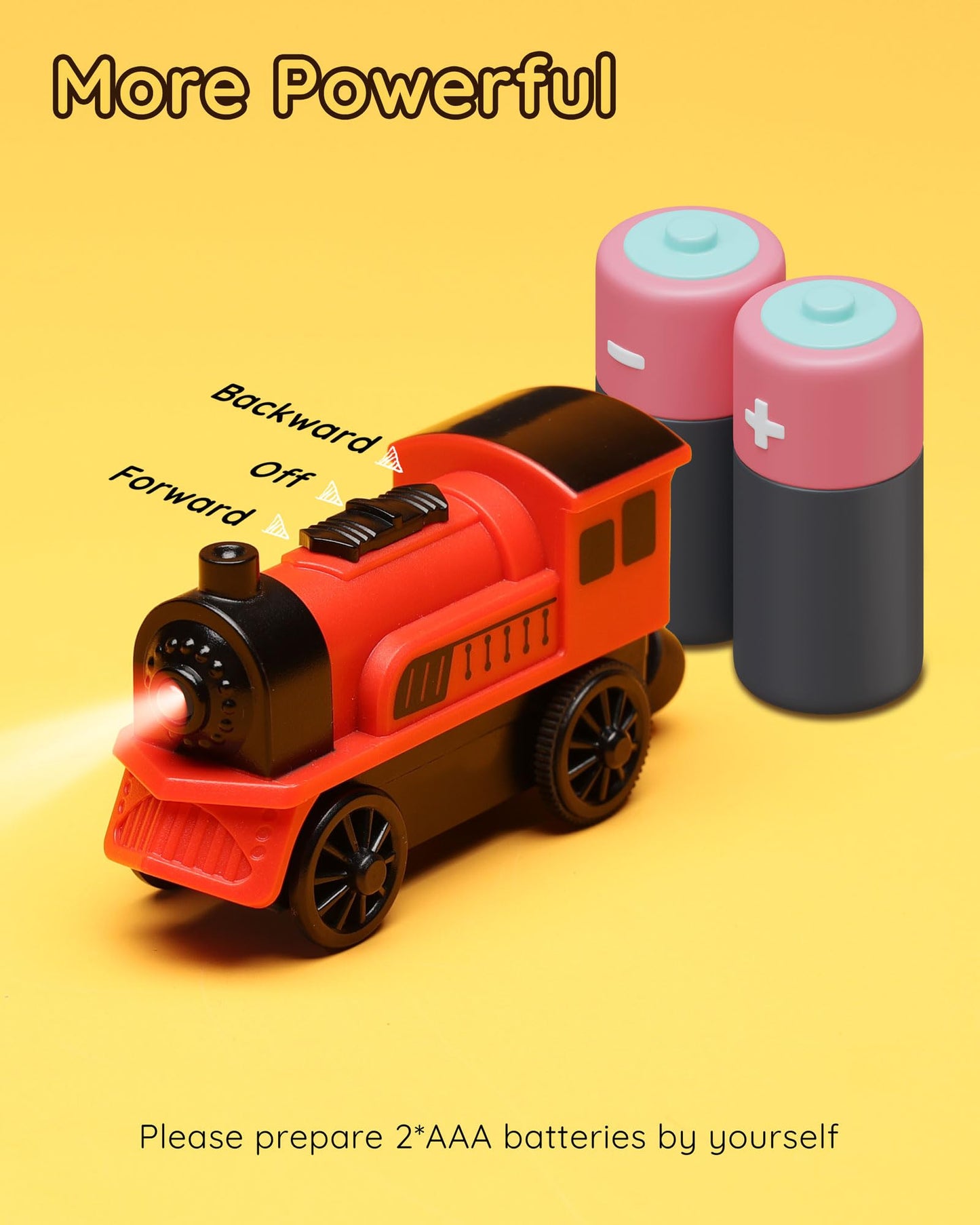 Sainsmart Jr. Wooden Train Set Accessories, 2 Pcs Motorized Train For Toddlers With Magnetic Connection, Battery Operated Train