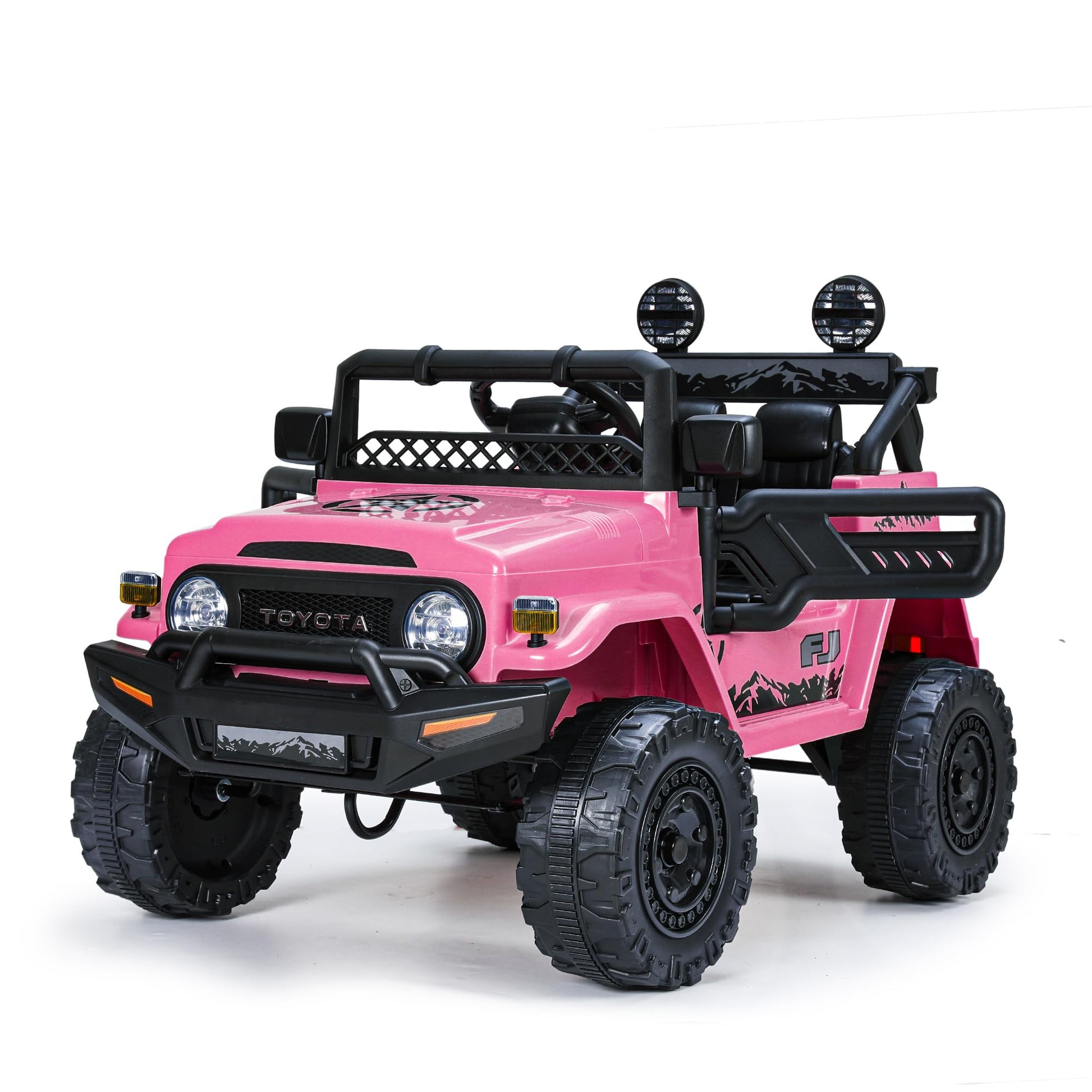 FUNTOK Licensed Toyota FJ Cruiser 12V 7AH Ride On Truck, Electric Car for Toddlers w/Remote Control, LED Lights, Spring Suspensi
