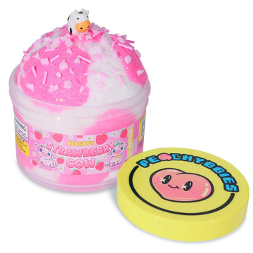 Peachybbies Slime Strawberry Cow Cloud Slime, Made In Usa Premium Slime, 100% Authentic Peachybbies, 7 Oz., Scented Slime For Ki