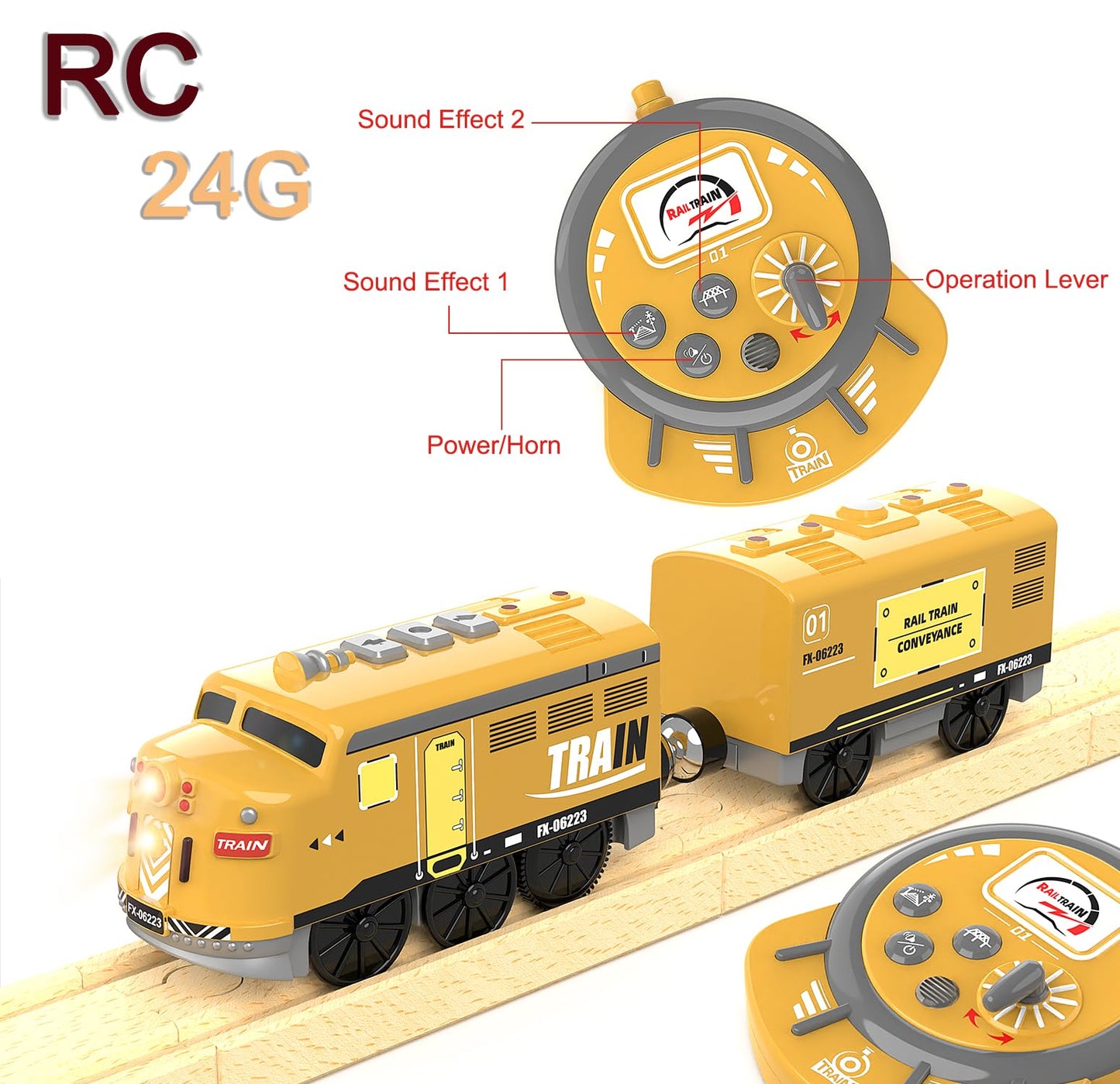 Z MAYABBO Motorized Train Toy - Remote Control Electric Locomotive, Yellow, 4.1" x 4.3" x 2.8", Compatible with Thomas & Brio