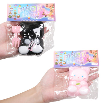 2Pcs Squishy Cat Squeeze Toys,Squeeze Cat Kawaii Sticky Squishies Stress Relief Squishies For Kids Party Favors, Pinch Family Sq