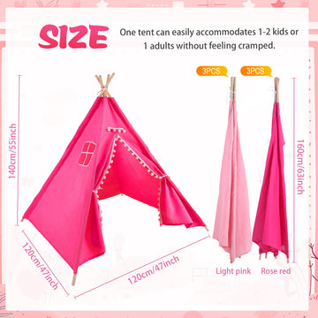 Windyun 6 Pcs Kids Teepee Tent Foldable Washable Indoor Outdoor For Boys Girls Toddler Boho Sleepovers Birthday Pajama Party Spa