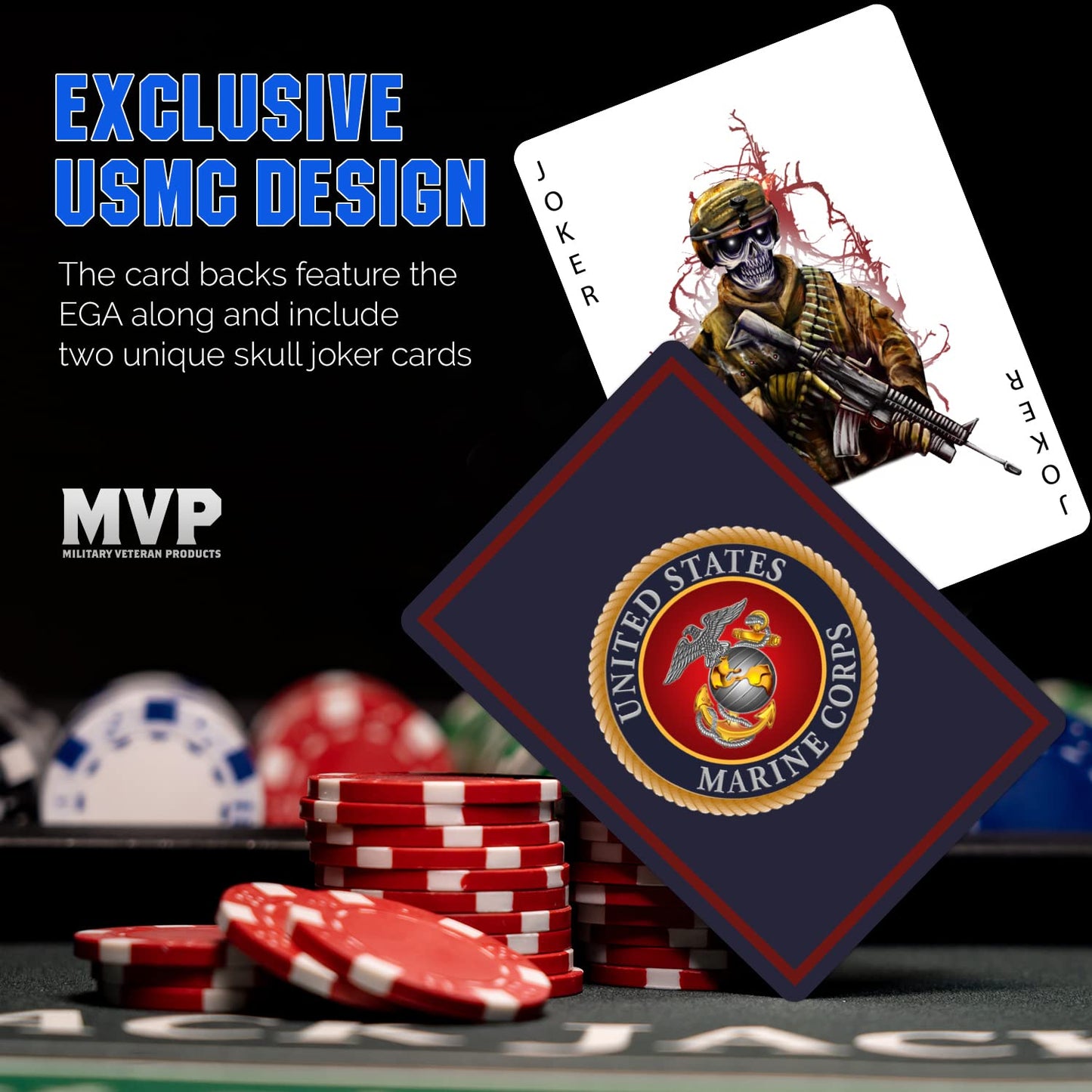 Military Gift Shop Usmc Professional Quality Marine Corps Playing Cards With Marine Corps Rank Insignia - Gifts | Disabled Vet Owned Business - Usmc Playing Cards