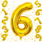 Flyloons 6 number Golden Foil Balloon 16 inch Size Birthday Decoration Items | 6th Year Balloons | Six