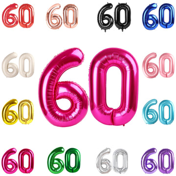 60 Balloon Number, Hot Pink Number 60Th Birthday Balloons 40 Inch, 60 Years Old Hot Pink Birthday Decorations For Men Women, 60T