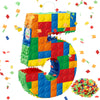 RoundFunny Number 5 Building Blocks Piata 16.5 Inch Party Supplies 5th Birthday Party Decorations Piata with Confetti Blocks The