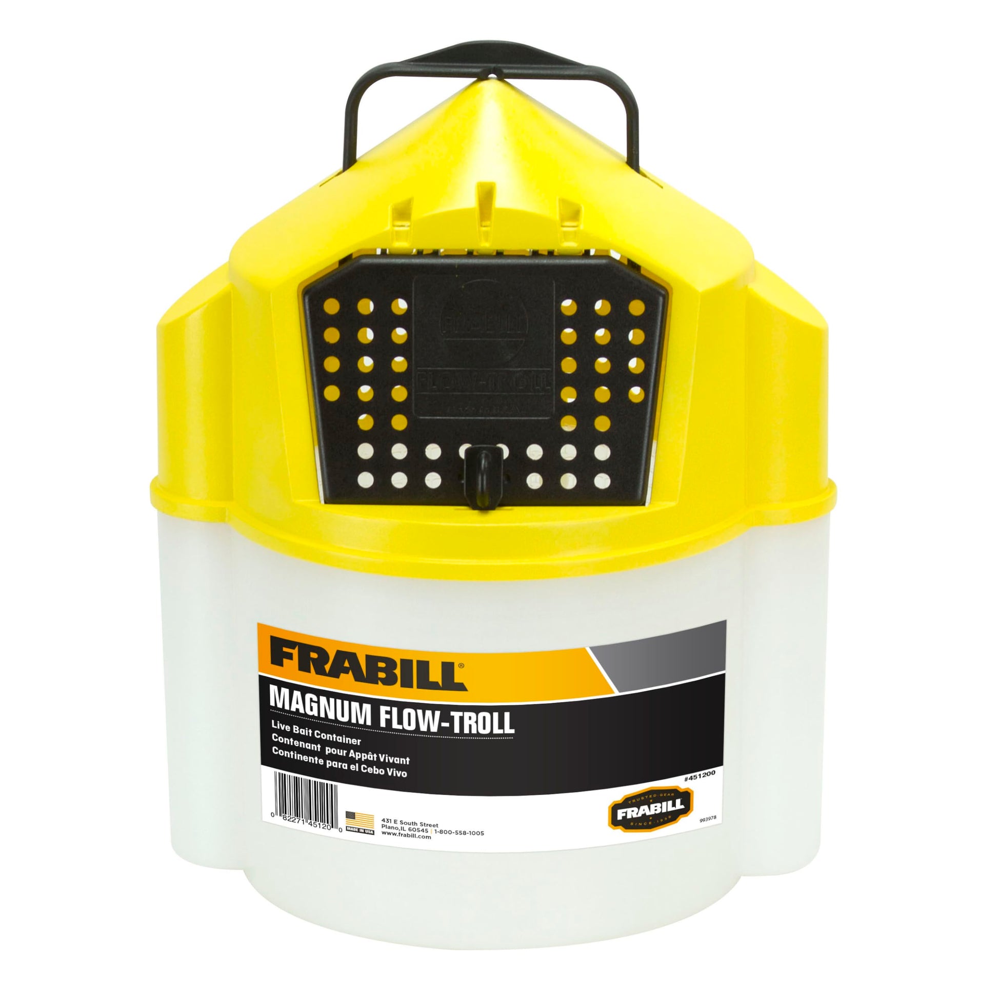 Frabill Flow-Troll Magnum Minnow Bucket, 10-Quart, White/Yellow (451200)